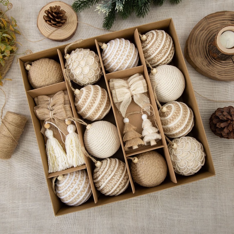 Gift Box Wrap Set - New 8CM Jute Rope Wrapped Christmas