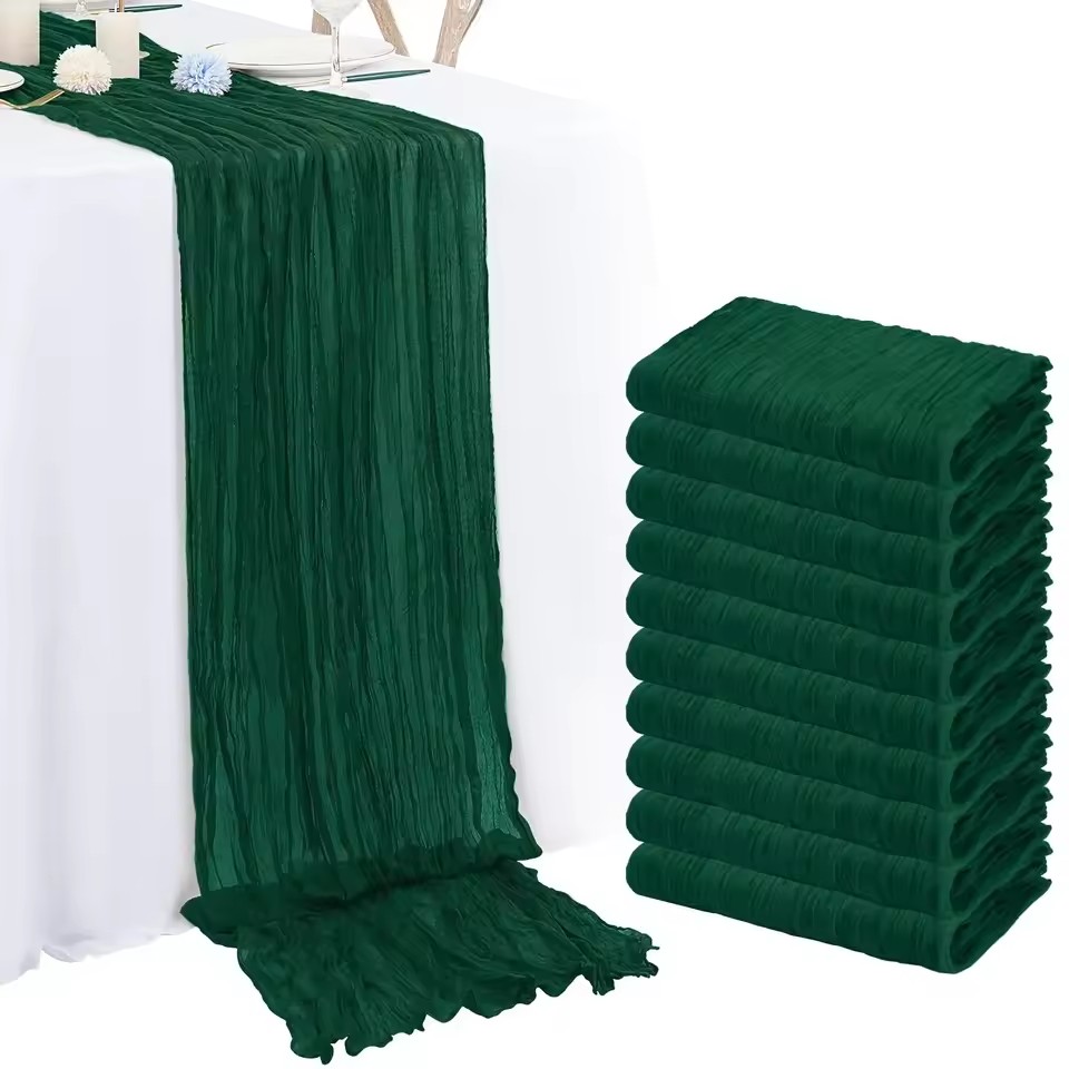 Christmas Table Runner - 10PCS 40x275cm Christmas Gauze Table Runner
