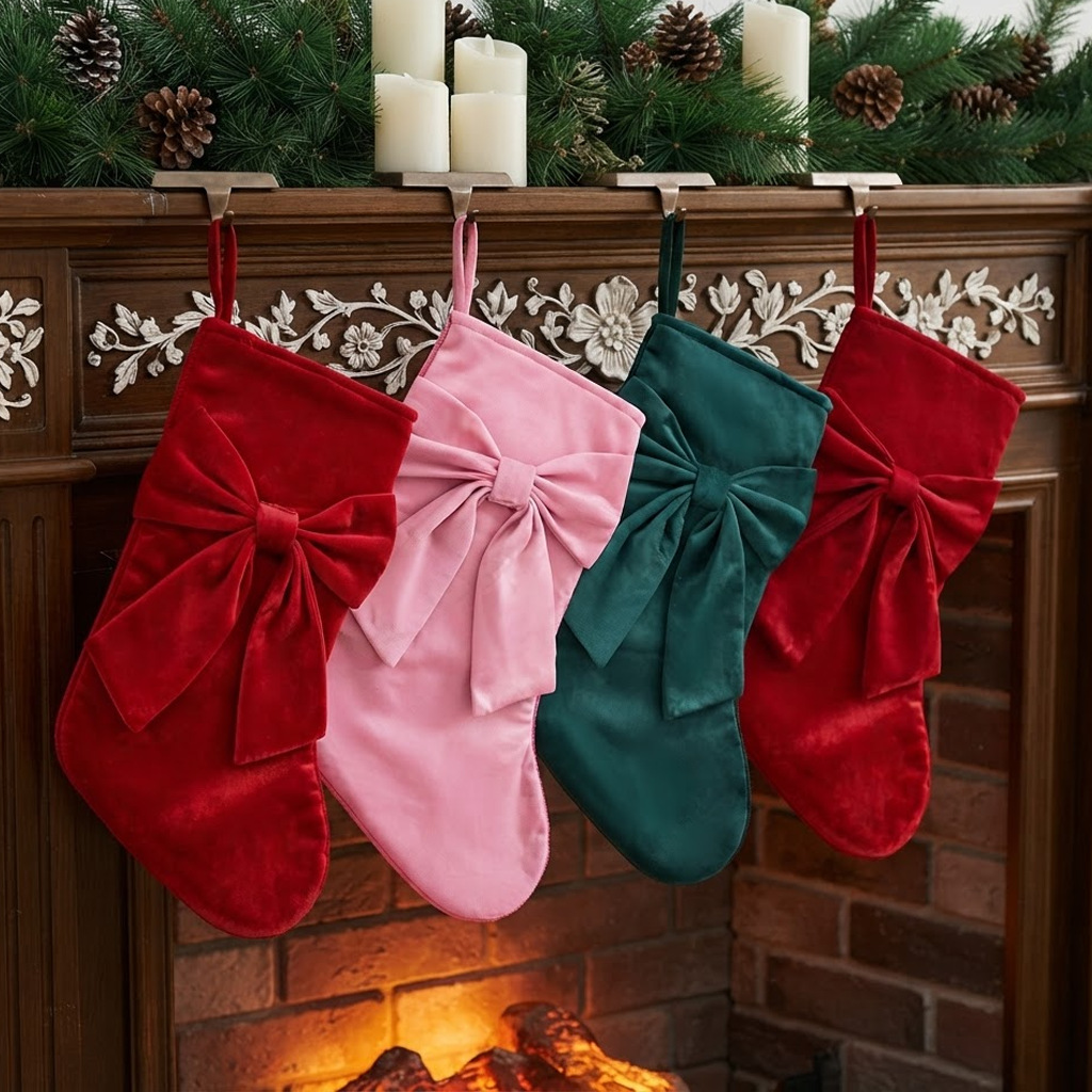 1pc Christmas Stockings, Bow G - Christmas Stocking Hanging ulasan dan harga