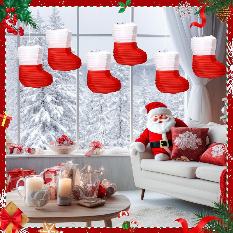 1 Pc Christmas Paper Lanterns  - Christmas Stocking Hanging ulasan dan harga