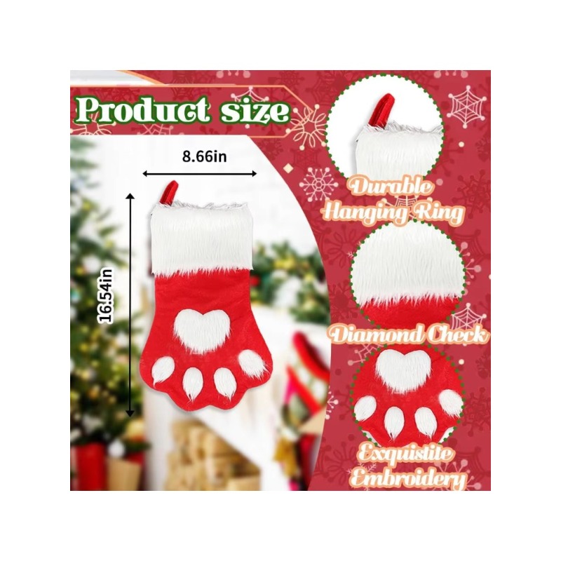 Winter Plush Dog Paw Christmas - Christmas Stocking Hanging ulasan dan harga