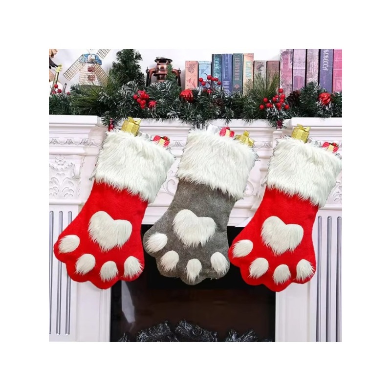 Winter Plush Dog Paw Christmas - Christmas Stocking Hanging ulasan dan harga