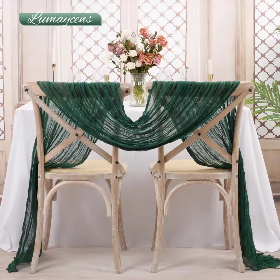 10PCS 40x275cm Christmas Gauze - Christmas Table Runner ulasan dan harga