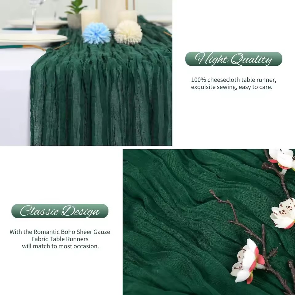 10PCS 40x275cm Christmas Gauze - Christmas Table Runner ulasan dan harga