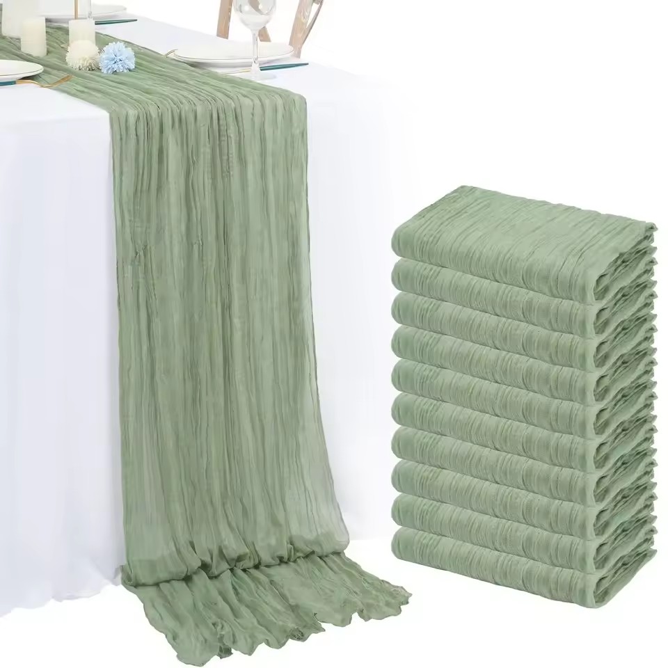 10PCS 40x275cm Christmas Gauze - Christmas Table Runner ulasan dan harga