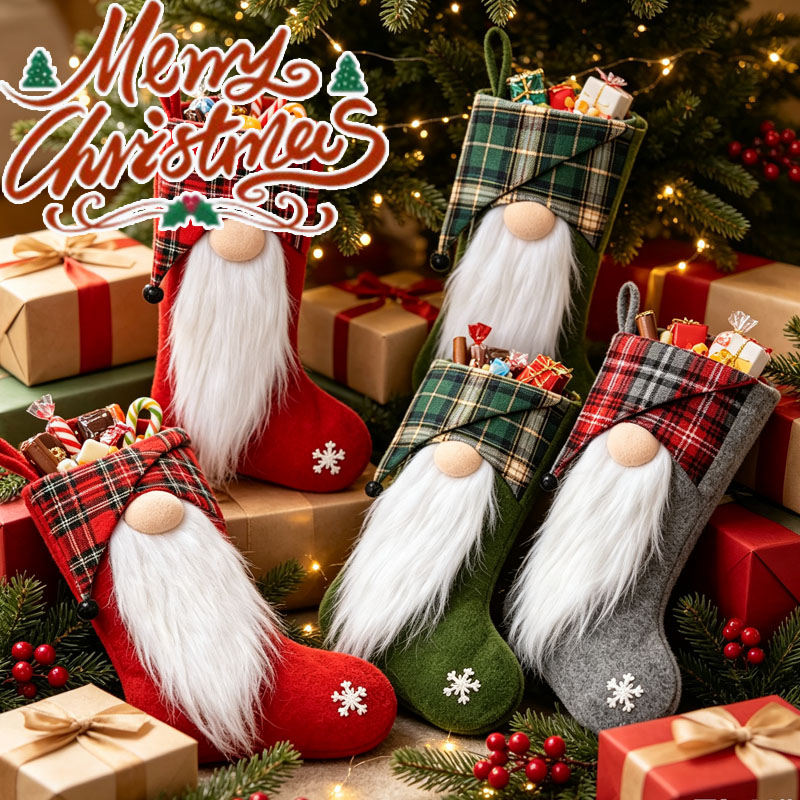 1-4PCS Christmas Treat Bags fo - Christmas Stocking Hanging ulasan dan harga