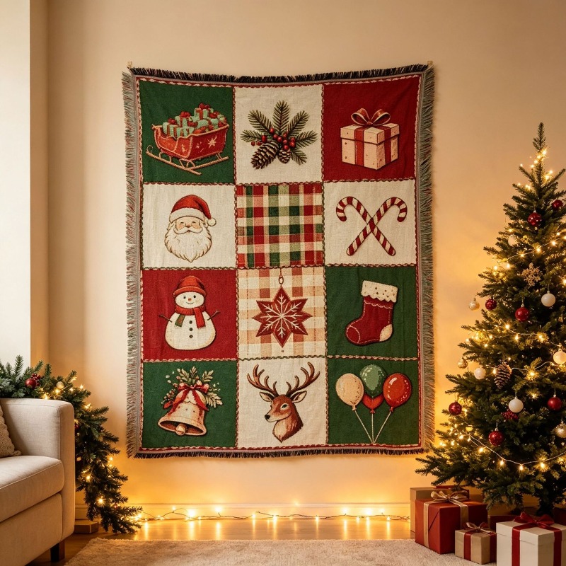 Christmas Jacquard Tassel Tape - Christmas Throw Blanket ulasan dan harga