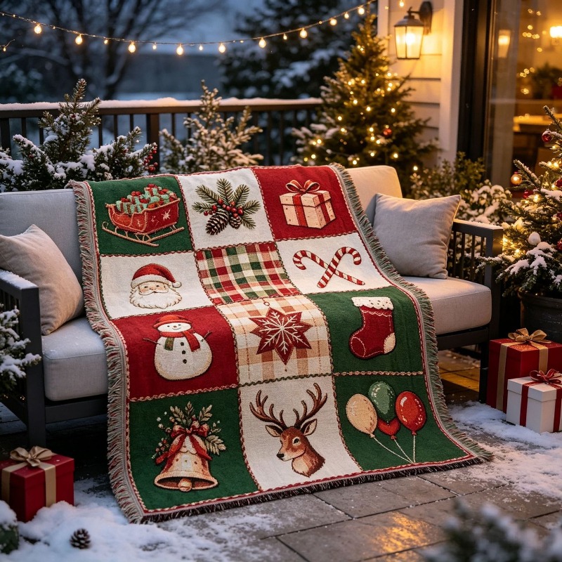 Christmas Jacquard Tassel Tape - Christmas Throw Blanket ulasan dan harga