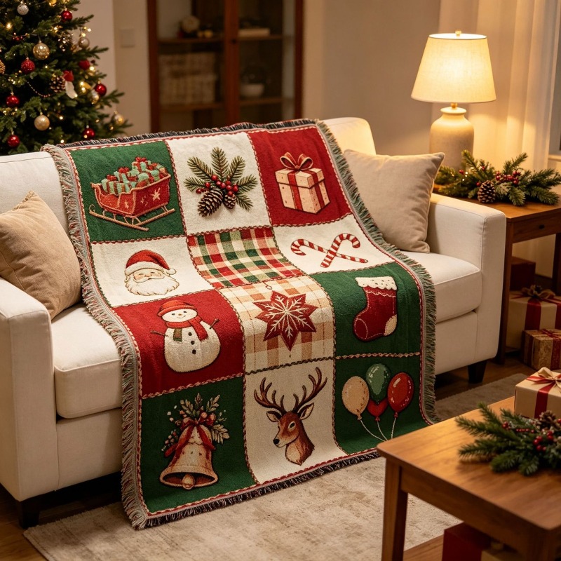 Christmas Jacquard Tassel Tape - Christmas Throw Blanket ulasan dan harga